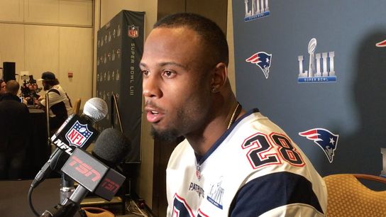 Video: James White on Rams' defensive front: 'They're very disruptive' taken at Georgia World Congress Center (Super Bowl LIII)