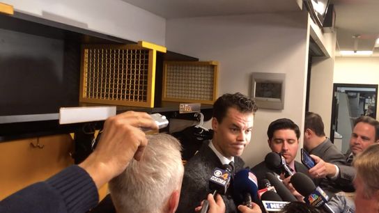 Video: Tuukka Rask on Game 1 loss - ‘Odd-man rushes … You’ve got to try to eliminate those’ taken at TD Garden (2019 Stanley Cup Playoffs)