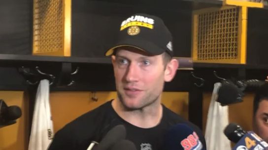 Video: David Backes - 'It was a great response by us but it was one game' taken at TD Garden (2019 Stanley Cup Playoffs)