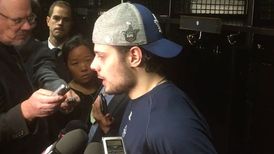 Video: Auston Matthews - 'We just made a couple mistakes and they capitalized on them' taken at TD Garden (2019 Stanley Cup Playoffs)