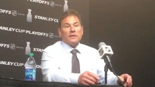 Video: Bruce Cassidy - 'Tuukka was outstanding ... I think he was our best player tonight' taken at TD Garden (2019 Stanley Cup Playoffs)