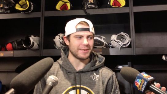 Video: Jake DeBrusk on death threats during Toronto series - ‘It was something that I didn’t really expect, ever’ taken at Warrior Ice Arena (2019 Stanley Cup Playoffs)