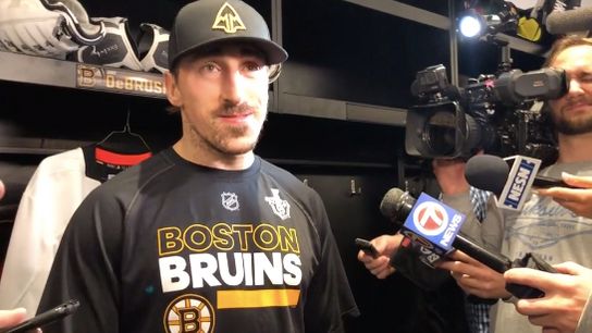 Video: Brad Marchand on Game 1 win over Blue Jackets, snapping Cam Atkinson’s stick taken at Warrior Ice Arena (2019 Stanley Cup Playoffs)