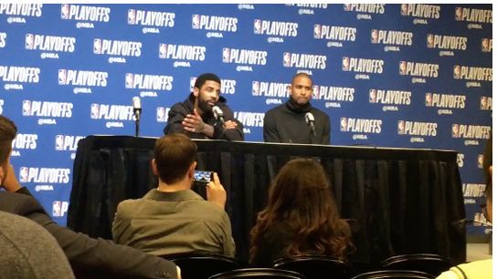 Video: Al Horford and Kyrie Irving on Game 1 win: 'We came in very focused and locked in.' taken at FiServ Forum (Celtics)