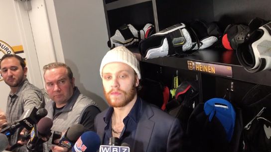Video: David Pastrnak on playoff struggles - ‘I’m just trying my best’ taken at Warrior Ice Arena (2019 Stanley Cup Playoffs)