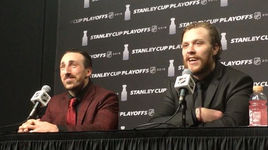 Video: David Pastrnak - 'I'm going to take that one ... Marchy's a bit crispy tonight' taken at TD Garden (2019 Stanley Cup Playoffs)