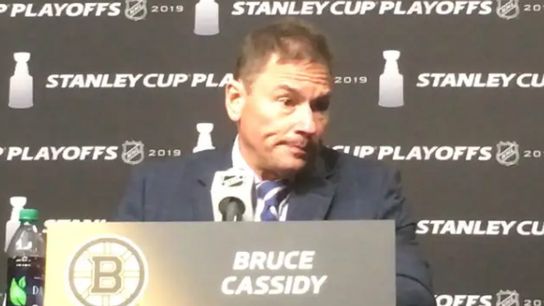 Video: Bruce Cassidy - 'We're not real happy about our second period ... they have to dig in' taken at TD Garden (2019 Stanley Cup Playoffs)