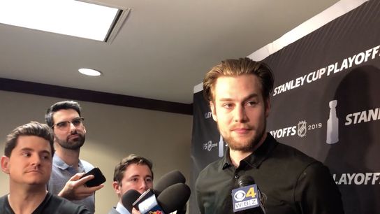 Video: Brandon Carlo talks Game 3 in Raleigh, matching up with Hurricanes power play taken at Raleigh, North Carolina (Bruins)