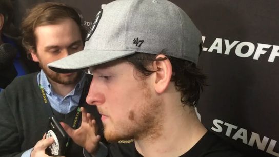 Video: Torey Krug - 'You need all four lines to contribute to win playoff games, series' taken at PNC Arena (2019 Stanley Cup Playoffs)