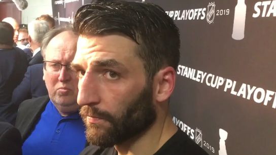 Video: Patrice Bergeron - 'We wanted a better start, but Tuukka was the big difference' taken at PNC Arena (2019 Stanley Cup Playoffs)