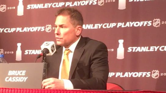 Video: Bruce Cassidy - 'I wasn't particularly happy with our compete level' in first period taken at PNC Arena (2019 Stanley Cup Playoffs)