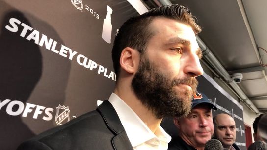 Video: Patrice Bergeron - ‘We can’t just sit on a 3-win lead’ taken at PNC Arena (2019 Stanley Cup Playoffs)