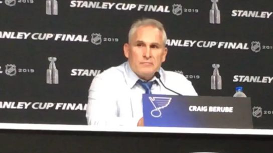 Video: Craig Berube - 'They're quick, let get on you ... they're a good team, we've got to be better' taken at TD Garden (2019 Stanley Cup Playoffs)