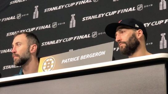 Video: Zdeno Chara & Patrice Bergeron talk Game 1 win, 2011 Bruins and Tom Brady taken at TD Garden (2019 Stanley Cup Playoffs)