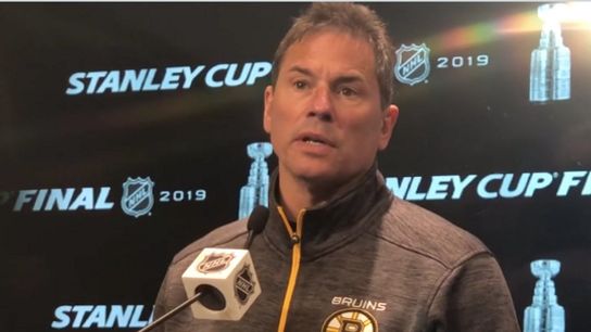 Video: Bruce Cassidy on Bergeron Line - 'I suspect in Game 3, we’ll see their best game of the series' taken at Warrior Ice Arena (2019 Stanley Cup Playoffs)