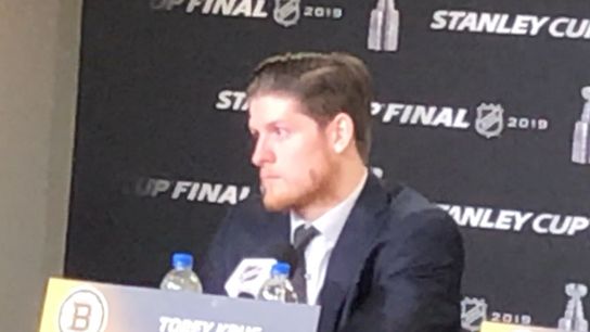 Video: Torey Krug - 'I think (Cassidy's) knowledge of the game is second to none' taken at Enterprise Center (2019 Stanley Cup Playoffs)