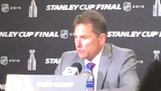 Video: Bruce Cassidy - 'I think our forwards have got to do a way better job with our D out' taken at Enterprise Center (2019 Stanley Cup Playoffs)