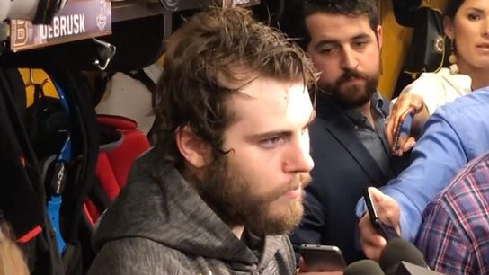 Video: Jake DeBrusk - 'You want to do it for a guy (Chara) but in the end, they got the result' taken at TD Garden (2019 Stanley Cup Playoffs)