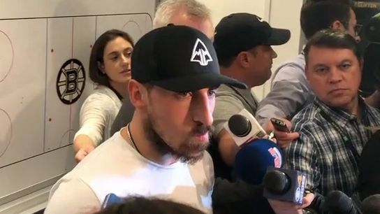 Video: Brad Marchand on miscue in Game 7 - ‘It’s something I have to live with and deal with’ taken at Warrior Ice Arena (2019 Stanley Cup Playoffs)