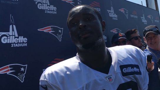 Video: Sony Michel on returning to practice, his knee and drafting of Damien Harris taken at Gillette Stadium (Patriots)