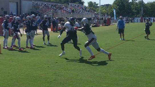Video: Watch Patriots corners go 1 on 1 vs. Titans receivers taken at St. Thomas Sports Park (Patriots)