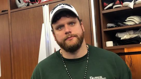 Video: Ted Karras - 'We had tough matchups today, just grateful we could get the win' taken at Gillette Stadium (Patriots)