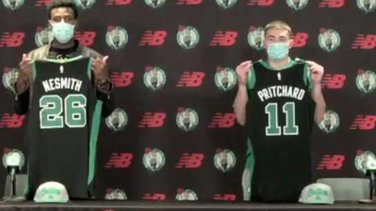 Aaron Nesmith (foot) says he's 100 percent healthy for Celtics training camp taken at BSJ Headquarters (Celtics)