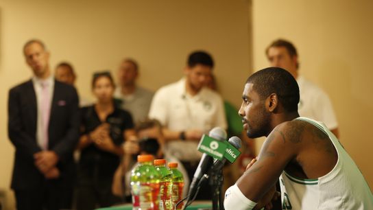 Watch Kyrie Irving discuss training camp and building trust with his new teammates taken at Healthpoint (Celtics)
