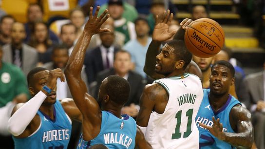 Watch Kyrie Irving describe the Celtics ball movement: 'Beautiful to be a part of it' taken at TD Garden (Celtics)