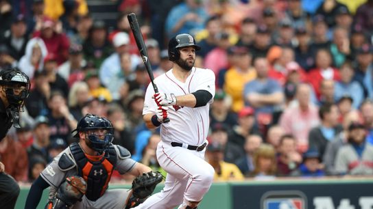 Red Sox re-sign first baseman Mitch Moreland taken at BSJ Headquarters (Red Sox)