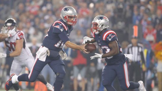 Patriots' backfield shoulders offensive load in win over Falcons taken at BSJ Headquarters (Patriots)