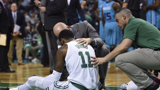 Kyrie Irving out for remainder of Hornets game with possible concussion taken at TD Garden (Celtics)