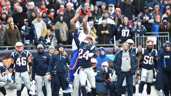 Referee Craig Wrolstad explains overturned touchdown: 'He was not able to get both feet down in bounds' taken at Gillette Stadium (Patriots)