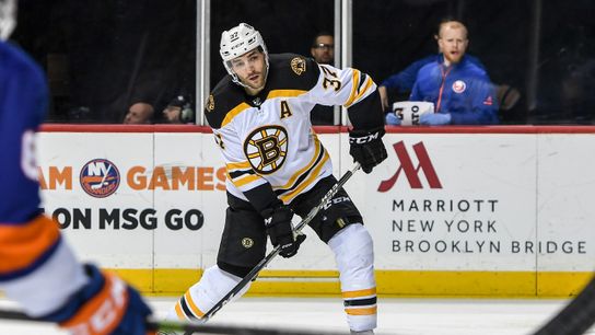 McDonald: Patrice Bergeron (2nd hat trick) explains the sweet science of his shot selection, line chemistry taken at Barclays Center (Bruins)