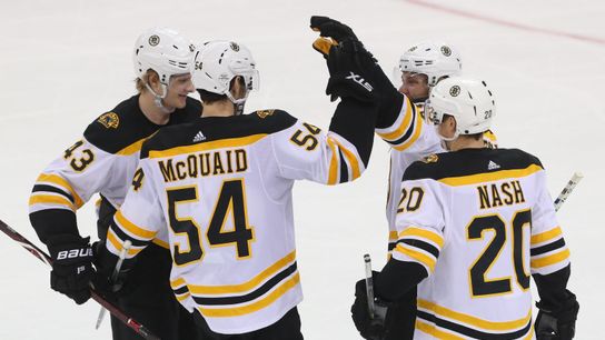 BSJ Game Report: Bruins 5, Devils 3 -- Adam McQuaid provides heroics on a crazy night in Jersey taken at Prudential Center (Bruins)