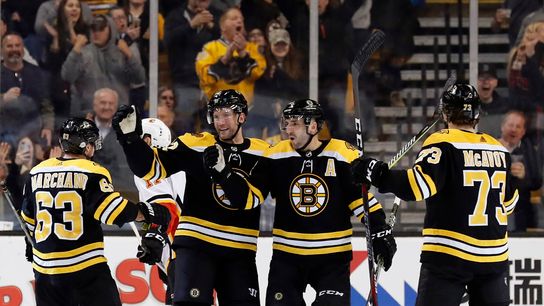 BSJ Game Report: Bruins 5, Flames 2 -- A throwback game for Patrice Bergeron taken at TD Garden (Bruins)