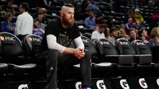 Exclusive: Aron Baynes on signing with Celtics, Kyrie, Bogut & his unique path to NBA taken at BSJ Headquarters (Celtics)