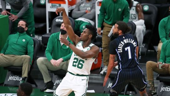 A closer look at Aaron Nesmith's 3-point shooting, his feel, & how the Celtics are looking for him taken at BSJ Headquarters (Celtics)