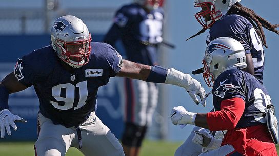 For linemen, one-on-one drill can be most unforgiving, high-stakes part of training camp taken at Gillette Stadium (Patriots)