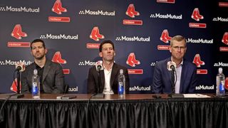 Red Sox leadership tackle tough questions after Yankees end ‘magical’ season taken at BSJ Headquarters (Red Sox). Photo by David L Ryan/Globe Staff
