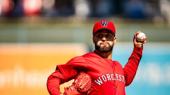 Patrick Sandoval suffers setback with biceps tightness as Red Sox pitching depth tested taken at BSJ Headquarters  (Red Sox). Photo by Ashley Green, Worcester Red Sox