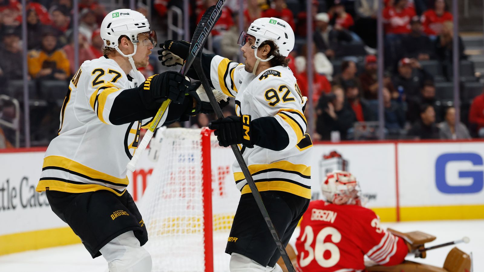 Final: Bruins 4, Red Wings 2 - Swayman saves 41 shots, Bruins score three goals in third period taken at BSJ Headquarters (Top Bruins). Photo by (Rick Osentoski-Imagn Images)