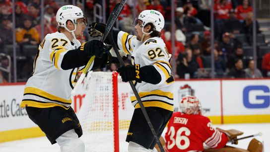 Final: Bruins 4, Red Wings 2 - Swayman saves 41 shots, Bruins score three goals in third period taken at BSJ Headquarters. Photo by (Rick Osentoski-Imagn Images)