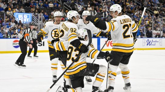 Final: Bruins 5, Blues 2 - Kastelic and Minten both score 2 goals in win against Blues taken at BSJ Headquarters. Photo by (Jeff Curry-Imagn Images)