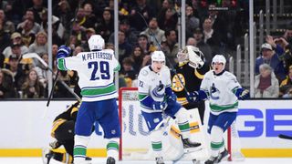 Final: Canucks 5, Bruins 4 F/SO - Bruins lose back-and-forth shootout game taken at BSJ Headquarters (Top Bruins). Photo by (Bob DeChiara-Imagn Images)