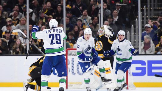 Final: Canucks 5, Bruins 4 F/SO - Bruins lose back-and-forth shootout game taken at BSJ Headquarters. Photo by (Bob DeChiara-Imagn Images)