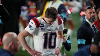Giardi: Maye, Patriots offense gets overwhelmed from the start, ending magical journey taken at Levi's Stadium (Patriots). Photo by (USA Today Darren Yamashita)