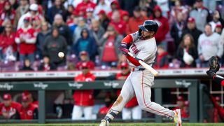 BSJ Live Coverage: Boston Red Sox 2 at Cincinnati Reds 0 (5th) - Abreu hits two-run shot in fourth inning taken at BSJ Headquarters (Top Red Sox). Photo by (Albert Cesare/The Enquirer / USA TODAY NETWORK via Imagn Images)